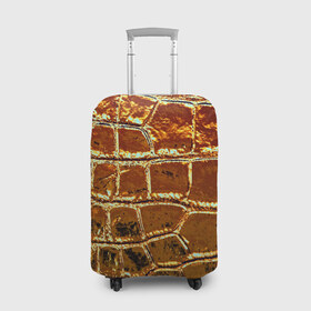 Чехол для чемодана 3D с принтом Золотая кожа в Петрозаводске, 86% полиэфир, 14% спандекс | двустороннее нанесение принта, прорези для ручек и колес | металлик | текстура