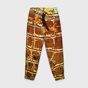 Детские брюки 3D с принтом Золотая кожа в Петрозаводске, 100% полиэстер | манжеты по низу, эластичный пояс регулируется шнурком, по бокам два кармана без застежек, внутренняя часть кармана из мелкой сетки | металлик | текстура