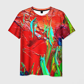 Мужская футболка 3D с принтом Масляные краски в Петрозаводске, 100% полиэфир | прямой крой, круглый вырез горловины, длина до линии бедер | абстракция | абстракция красок | арт | краска | мазки | цветные