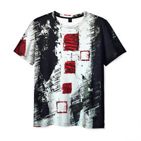 Мужская футболка 3D с принтом Штриховка в Петрозаводске, 100% полиэфир | прямой крой, круглый вырез горловины, длина до линии бедер | абстракция | абстракция красок | брызги | краска | штрихи
