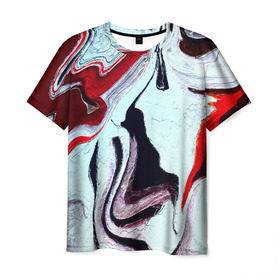Мужская футболка 3D с принтом Разводы в Петрозаводске, 100% полиэфир | прямой крой, круглый вырез горловины, длина до линии бедер | краска | цветные