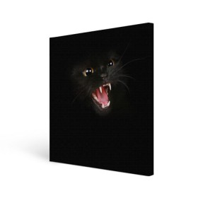 Холст квадратный с принтом Чёрный кот в Петрозаводске, 100% ПВХ |  | киска | кот | кошка
