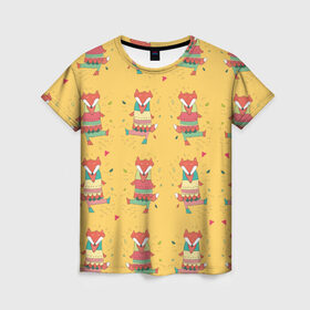 Женская футболка 3D с принтом Танцующие лисы в Петрозаводске, 100% полиэфир ( синтетическое хлопкоподобное полотно) | прямой крой, круглый вырез горловины, длина до линии бедер | fox | животные | лисы | танцы