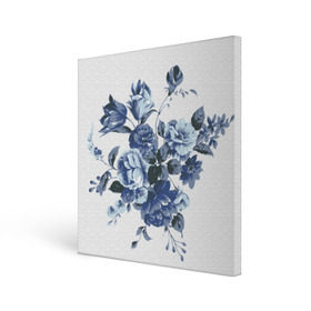 Холст квадратный с принтом Синие цветы в Петрозаводске, 100% ПВХ |  | Тематика изображения на принте: розы | синие розы | узор | цветы