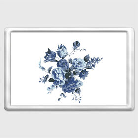 Магнит 45*70 с принтом Синие цветы в Петрозаводске, Пластик | Размер: 78*52 мм; Размер печати: 70*45 | Тематика изображения на принте: розы | синие розы | узор | цветы