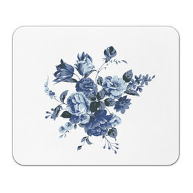 Коврик прямоугольный с принтом Синие цветы в Петрозаводске, натуральный каучук | размер 230 х 185 мм; запечатка лицевой стороны | розы | синие розы | узор | цветы