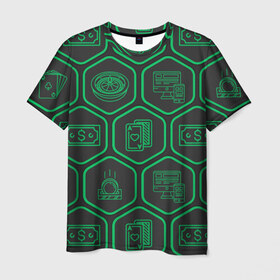 Мужская футболка 3D с принтом Hexagons в Петрозаводске, 100% полиэфир | прямой крой, круглый вырез горловины, длина до линии бедер | 