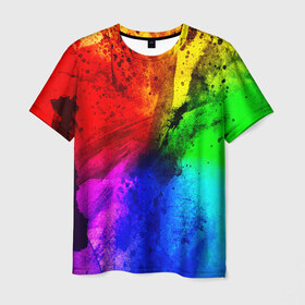 Мужская футболка 3D с принтом Grunge paint в Петрозаводске, 100% полиэфир | прямой крой, круглый вырез горловины, длина до линии бедер | Тематика изображения на принте: абстракция | абстракция красок | арт | брызги | краска | цветные