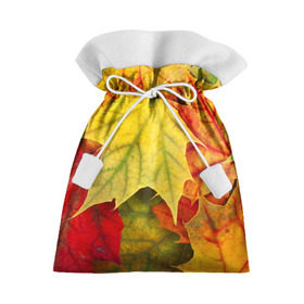 Подарочный 3D мешок с принтом Кленовые листья в Петрозаводске, 100% полиэстер | Размер: 29*39 см | жёлтый | зелёный | красный | листва | оранжевый | осень
