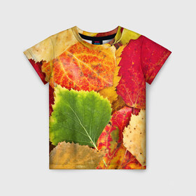 Детская футболка 3D с принтом Осень в Петрозаводске, 100% гипоаллергенный полиэфир | прямой крой, круглый вырез горловины, длина до линии бедер, чуть спущенное плечо, ткань немного тянется | Тематика изображения на принте: берёза | дары осени | жёлтый | зелёный | золотой | краски | красный | красота | листва | листья | наряд | оранжевый | осень | осина | покров | природа