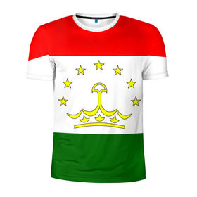 Мужская футболка 3D спортивная с принтом Таджикистан в Петрозаводске, 100% полиэстер с улучшенными характеристиками | приталенный силуэт, круглая горловина, широкие плечи, сужается к линии бедра | нации | страна | флаг