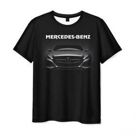 Мужская футболка 3D с принтом Мерседес в Петрозаводске, 100% полиэфир | прямой крой, круглый вырез горловины, длина до линии бедер | mercedes benz | авто | автомобиль | мерседес