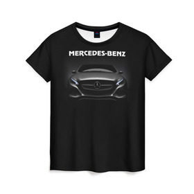 Женская футболка 3D с принтом Мерседес в Петрозаводске, 100% полиэфир ( синтетическое хлопкоподобное полотно) | прямой крой, круглый вырез горловины, длина до линии бедер | mercedes benz | авто | автомобиль | мерседес