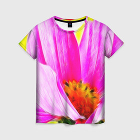 Женская футболка 3D с принтом Цветы в Петрозаводске, 100% полиэфир ( синтетическое хлопкоподобное полотно) | прямой крой, круглый вырез горловины, длина до линии бедер | арт | красота | природа | цветы