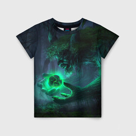 Детская футболка 3D с принтом Лесной дух в Петрозаводске, 100% гипоаллергенный полиэфир | прямой крой, круглый вырез горловины, длина до линии бедер, чуть спущенное плечо, ткань немного тянется | арт | волшебство | дерево | лесной дух | сфера