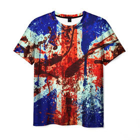 Мужская футболка 3D с принтом Англия в Петрозаводске, 100% полиэфир | прямой крой, круглый вырез горловины, длина до линии бедер | британия | кляксы | краска | флаг