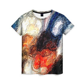 Женская футболка 3D с принтом Размытые краски в Петрозаводске, 100% полиэфир ( синтетическое хлопкоподобное полотно) | прямой крой, круглый вырез горловины, длина до линии бедер | разноцветный | текстура | фильтр