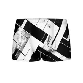 Мужские трусы 3D с принтом Линии в Петрозаводске, 50% хлопок, 50% полиэстер | классическая посадка, на поясе мягкая тканевая резинка | Тематика изображения на принте: белый | геометрия | черный