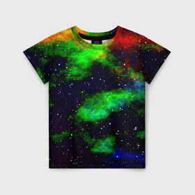 Детская футболка 3D с принтом Grunge в Петрозаводске, 100% гипоаллергенный полиэфир | прямой крой, круглый вырез горловины, длина до линии бедер, чуть спущенное плечо, ткань немного тянется | звезды | космос | разноцветный | туманность