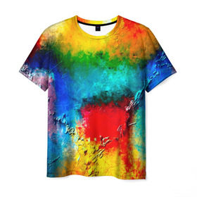 Мужская футболка 3D с принтом Абстракция красок в Петрозаводске, 100% полиэфир | прямой крой, круглый вырез горловины, длина до линии бедер | абстракция | абстракция красок | брызги | краска | цветные