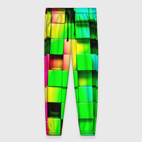 Женские брюки 3D с принтом Кубики в Петрозаводске, полиэстер 100% | прямой крой, два кармана без застежек по бокам, с мягкой трикотажной резинкой на поясе и по низу штанин. В поясе для дополнительного комфорта — широкие завязки | радуга | разноцветный. квадраты | текстура
