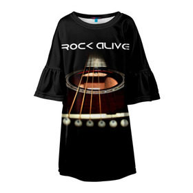 Детское платье 3D с принтом ROCK ALIVE в Петрозаводске, 100% полиэстер | прямой силуэт, чуть расширенный к низу. Круглая горловина, на рукавах — воланы | rock | рок | рок жив | рок музыка | русский рок