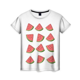 Женская футболка 3D с принтом Tumblr fruit LAD в Петрозаводске, 100% полиэфир ( синтетическое хлопкоподобное полотно) | прямой крой, круглый вырез горловины, длина до линии бедер | арбузы | тумблер