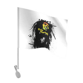 Флаг для автомобиля с принтом Bob Marley в Петрозаводске, 100% полиэстер | Размер: 30*21 см | bob marley | боб марли | музыка | регги | ямайка