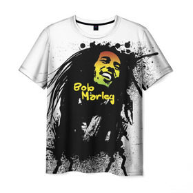 Мужская футболка 3D с принтом Bob Marley в Петрозаводске, 100% полиэфир | прямой крой, круглый вырез горловины, длина до линии бедер | Тематика изображения на принте: bob marley | боб марли | музыка | регги | ямайка