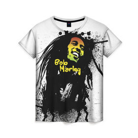 Женская футболка 3D с принтом Bob Marley в Петрозаводске, 100% полиэфир ( синтетическое хлопкоподобное полотно) | прямой крой, круглый вырез горловины, длина до линии бедер | bob marley | боб марли | музыка | регги | ямайка