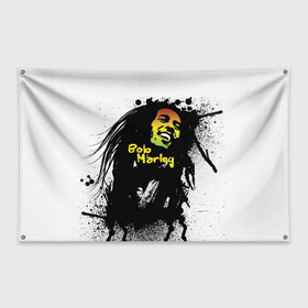 Флаг-баннер с принтом Bob Marley в Петрозаводске, 100% полиэстер | размер 67 х 109 см, плотность ткани — 95 г/м2; по краям флага есть четыре люверса для крепления | Тематика изображения на принте: bob marley | боб марли | музыка | регги | ямайка
