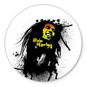 Коврик круглый с принтом Bob Marley в Петрозаводске, резина и полиэстер | круглая форма, изображение наносится на всю лицевую часть | bob marley | боб марли | музыка | регги | ямайка