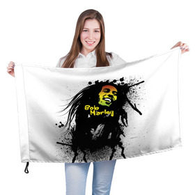 Флаг 3D с принтом Bob Marley в Петрозаводске, 100% полиэстер | плотность ткани — 95 г/м2, размер — 67 х 109 см. Принт наносится с одной стороны | bob marley | боб марли | музыка | регги | ямайка