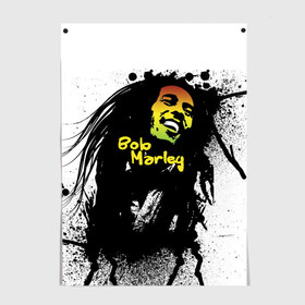 Постер с принтом Bob Marley в Петрозаводске, 100% бумага
 | бумага, плотность 150 мг. Матовая, но за счет высокого коэффициента гладкости имеет небольшой блеск и дает на свету блики, но в отличии от глянцевой бумаги не покрыта лаком | bob marley | боб марли | музыка | регги | ямайка