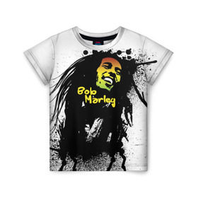 Детская футболка 3D с принтом Bob Marley в Петрозаводске, 100% гипоаллергенный полиэфир | прямой крой, круглый вырез горловины, длина до линии бедер, чуть спущенное плечо, ткань немного тянется | bob marley | боб марли | музыка | регги | ямайка