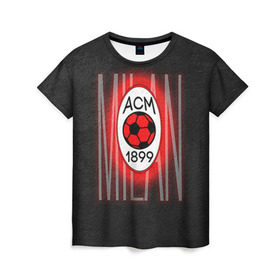 Женская футболка 3D с принтом ACM в Петрозаводске, 100% полиэфир ( синтетическое хлопкоподобное полотно) | прямой крой, круглый вырез горловины, длина до линии бедер | ac milan | milan | милан | спорт | фк | фк милан | футбол | футбольный клуб
