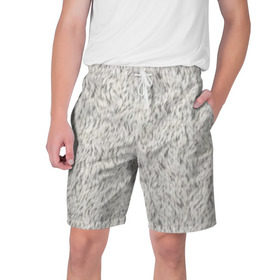 Мужские шорты 3D с принтом Белый мех в Петрозаводске,  полиэстер 100% | прямой крой, два кармана без застежек по бокам. Мягкая трикотажная резинка на поясе, внутри которой широкие завязки. Длина чуть выше колен | шерсть