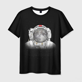 Мужская футболка 3D с принтом Космонавт 1 в Петрозаводске, 100% полиэфир | прямой крой, круглый вырез горловины, длина до линии бедер | astro | moon | space monkey | star | stars | астронавт | звезды | земля | космонавт | космос | луна | скафандр