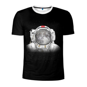 Мужская футболка 3D спортивная с принтом Космонавт 1 в Петрозаводске, 100% полиэстер с улучшенными характеристиками | приталенный силуэт, круглая горловина, широкие плечи, сужается к линии бедра | astro | moon | space monkey | star | stars | астронавт | звезды | земля | космонавт | космос | луна | скафандр