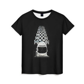 Женская футболка 3D с принтом Космонавт 2 в Петрозаводске, 100% полиэфир ( синтетическое хлопкоподобное полотно) | прямой крой, круглый вырез горловины, длина до линии бедер | astro | moon | space monkey | star | stars | астронавт | звезды | земля | космонавт | космос | луна | скафандр