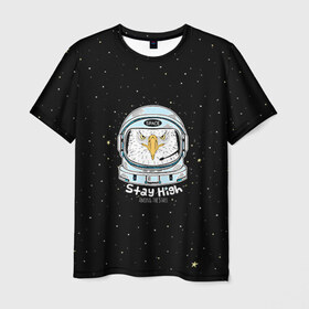 Мужская футболка 3D с принтом Космонавт 7 в Петрозаводске, 100% полиэфир | прямой крой, круглый вырез горловины, длина до линии бедер | astro | moon | space monkey | star | stars | астронавт | животные | звезды | земля | космонавт | космос | луна | скафандр