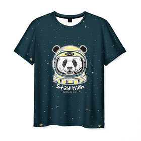 Мужская футболка 3D с принтом Космонавт 8 в Петрозаводске, 100% полиэфир | прямой крой, круглый вырез горловины, длина до линии бедер | astro | moon | space monkey | star | stars | астронавт | животные | звезды | земля | космонавт | космос | луна | скафандр