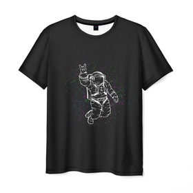 Мужская футболка 3D с принтом Космонавт 9 в Петрозаводске, 100% полиэфир | прямой крой, круглый вырез горловины, длина до линии бедер | Тематика изображения на принте: astro | moon | space monkey | star | stars | астронавт | звезды | земля | космонавт | космос | луна | скафандр