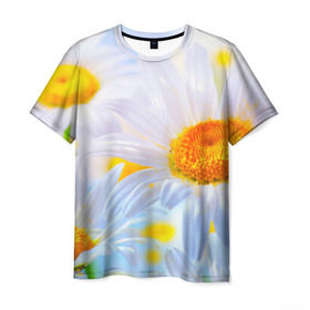 Мужская футболка 3D с принтом Ромашки в Петрозаводске, 100% полиэфир | прямой крой, круглый вырез горловины, длина до линии бедер | красота | поле | природа | ромашка | цветы
