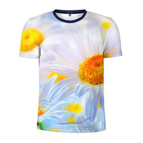 Мужская футболка 3D спортивная с принтом Ромашки в Петрозаводске, 100% полиэстер с улучшенными характеристиками | приталенный силуэт, круглая горловина, широкие плечи, сужается к линии бедра | красота | поле | природа | ромашка | цветы