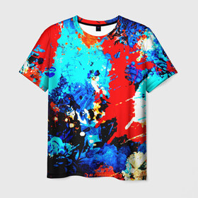 Мужская футболка 3D с принтом Абстракция красок в Петрозаводске, 100% полиэфир | прямой крой, круглый вырез горловины, длина до линии бедер | брызги | кляксы | цветной | яркий