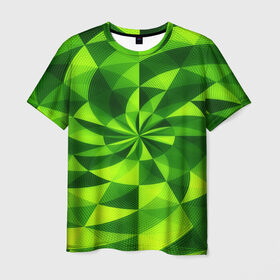 Мужская футболка 3D с принтом Текстура в Петрозаводске, 100% полиэфир | прямой крой, круглый вырез горловины, длина до линии бедер | Тематика изображения на принте: 3д | абстракция | зеленая | квадраты | новые | популярные | текстура