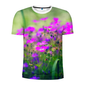 Мужская футболка 3D спортивная с принтом Цветы в Петрозаводске, 100% полиэстер с улучшенными характеристиками | приталенный силуэт, круглая горловина, широкие плечи, сужается к линии бедра | красота | лето | поле | цветок