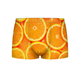 Мужские трусы 3D с принтом Апельсины в Петрозаводске, 50% хлопок, 50% полиэстер | классическая посадка, на поясе мягкая тканевая резинка | Тематика изображения на принте: апельсин | долька | цитрус