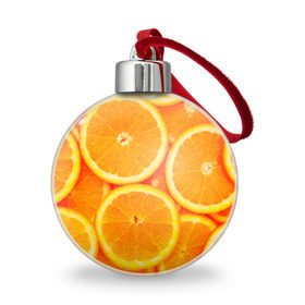 Ёлочный шар с принтом Апельсины в Петрозаводске, Пластик | Диаметр: 77 мм | апельсин | долька | цитрус